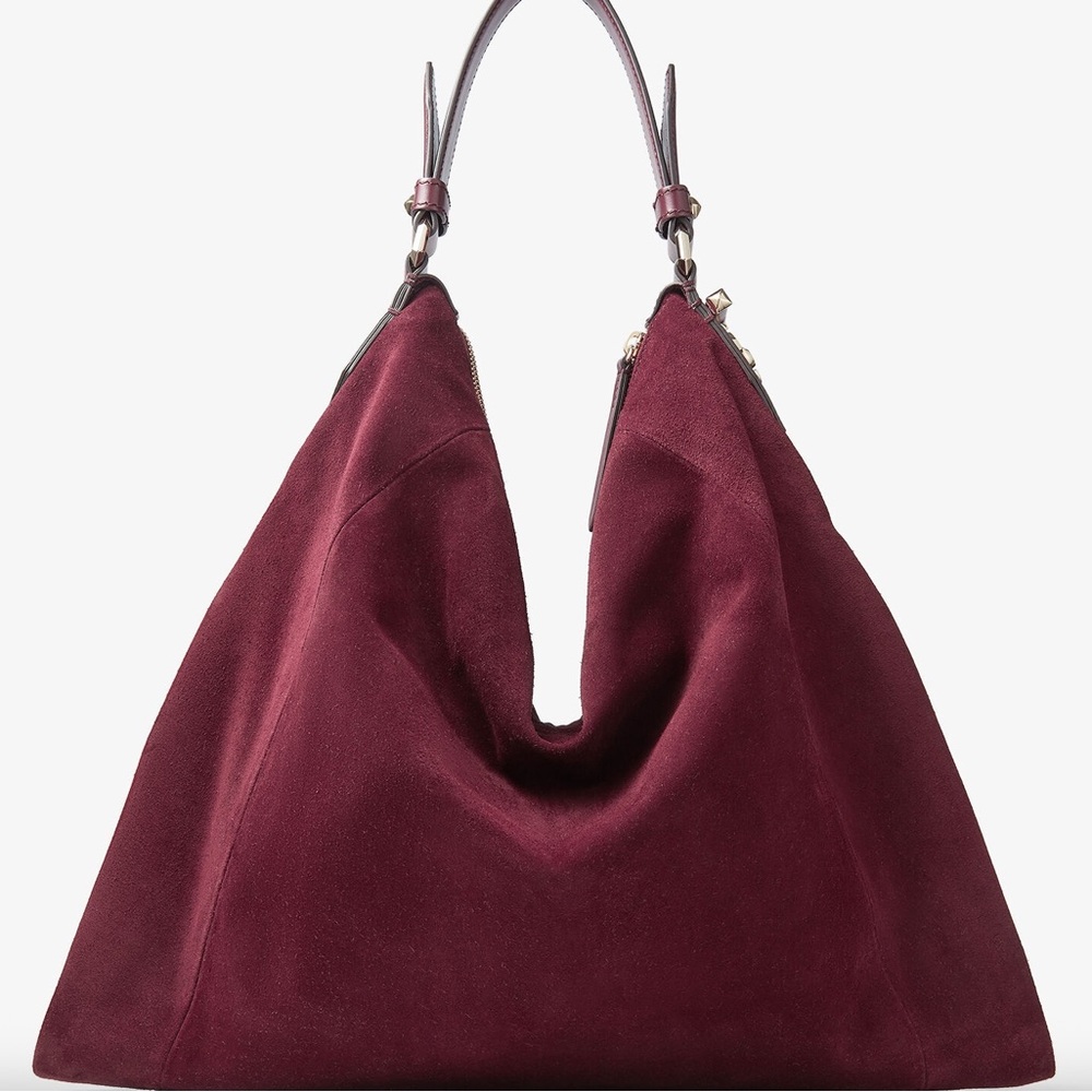 Jimmy Choo Ana Hobo Burgundy Suede Hobo Bag - Picture 6 of 14
